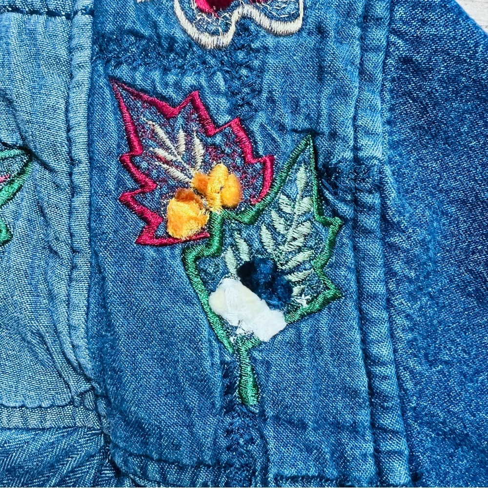 Vintage Embroidered Quilted Denim Shacket  XL Coastal Cowgirl Coastal Grandma - Picture 4 of 16